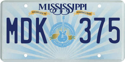 MS license plate MDK375
