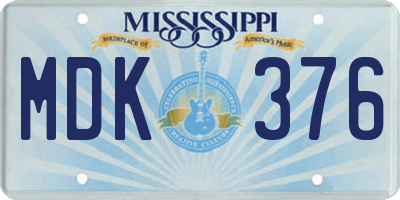 MS license plate MDK376