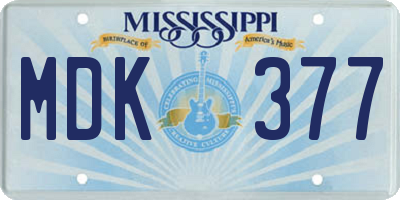 MS license plate MDK377