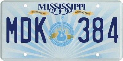 MS license plate MDK384
