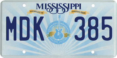 MS license plate MDK385