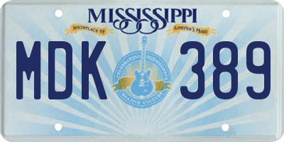 MS license plate MDK389