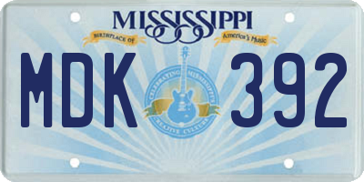 MS license plate MDK392