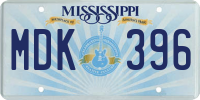 MS license plate MDK396