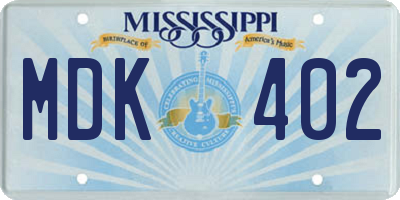 MS license plate MDK402