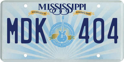 MS license plate MDK404
