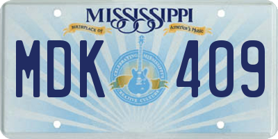 MS license plate MDK409
