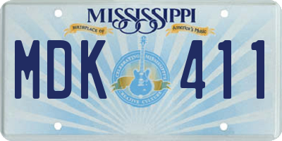 MS license plate MDK411