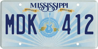 MS license plate MDK412