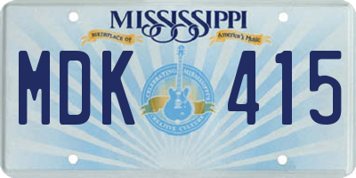 MS license plate MDK415