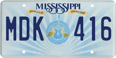MS license plate MDK416
