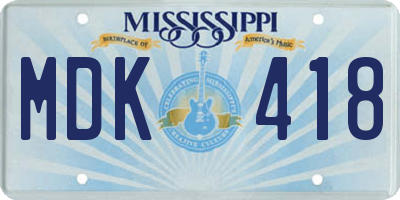 MS license plate MDK418