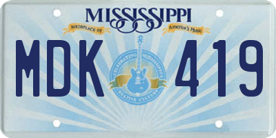 MS license plate MDK419