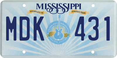 MS license plate MDK431