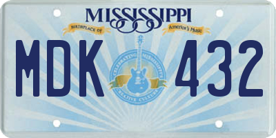 MS license plate MDK432