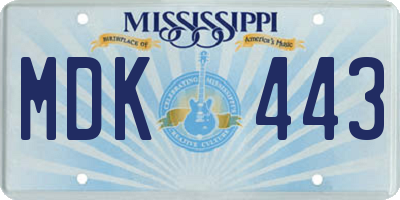MS license plate MDK443