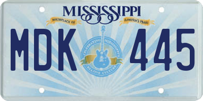 MS license plate MDK445
