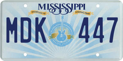 MS license plate MDK447