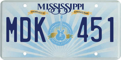 MS license plate MDK451