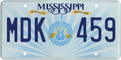 MS license plate MDK459
