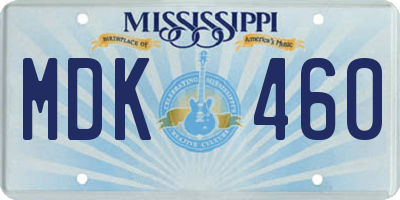 MS license plate MDK460