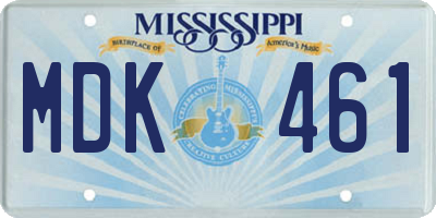 MS license plate MDK461