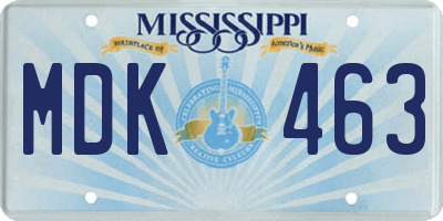 MS license plate MDK463