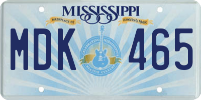 MS license plate MDK465