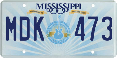 MS license plate MDK473