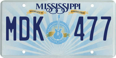 MS license plate MDK477