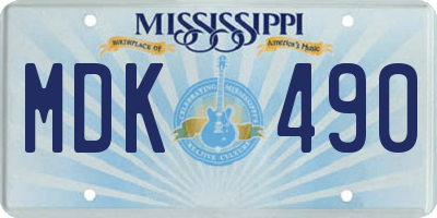 MS license plate MDK490