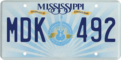 MS license plate MDK492