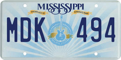 MS license plate MDK494