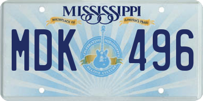 MS license plate MDK496