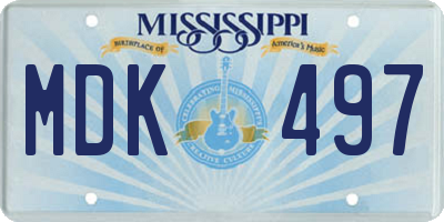 MS license plate MDK497