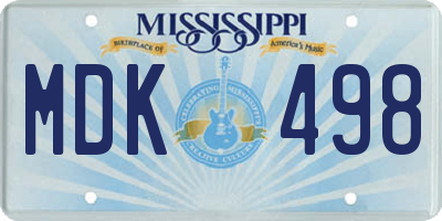MS license plate MDK498