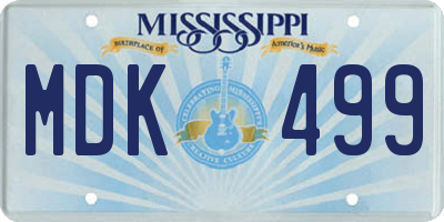 MS license plate MDK499