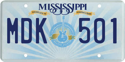 MS license plate MDK501