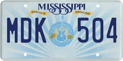 MS license plate MDK504