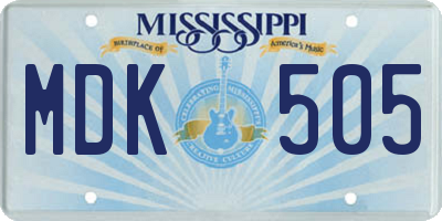 MS license plate MDK505