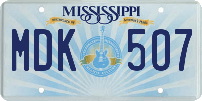 MS license plate MDK507