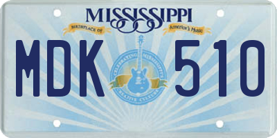 MS license plate MDK510
