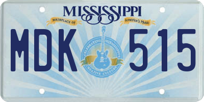 MS license plate MDK515