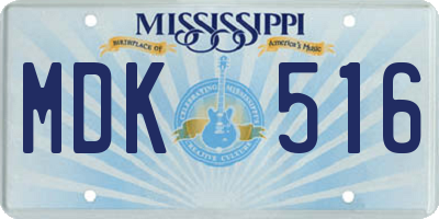 MS license plate MDK516