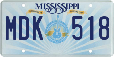 MS license plate MDK518