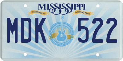 MS license plate MDK522