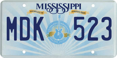 MS license plate MDK523