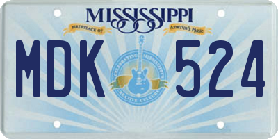 MS license plate MDK524