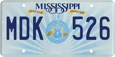MS license plate MDK526