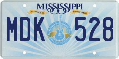 MS license plate MDK528